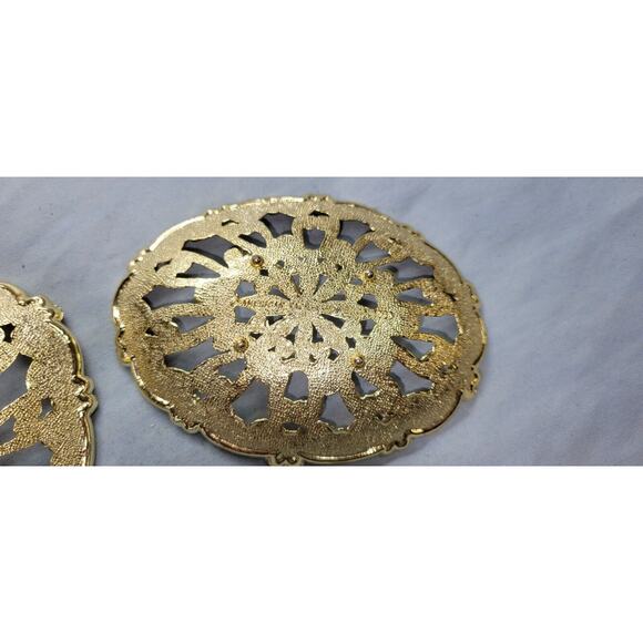 American Tack & Hardware 1968 Gold Filigree 4.5" x 3.5" Soap Dish Set Vintage - Picture 5 of 6